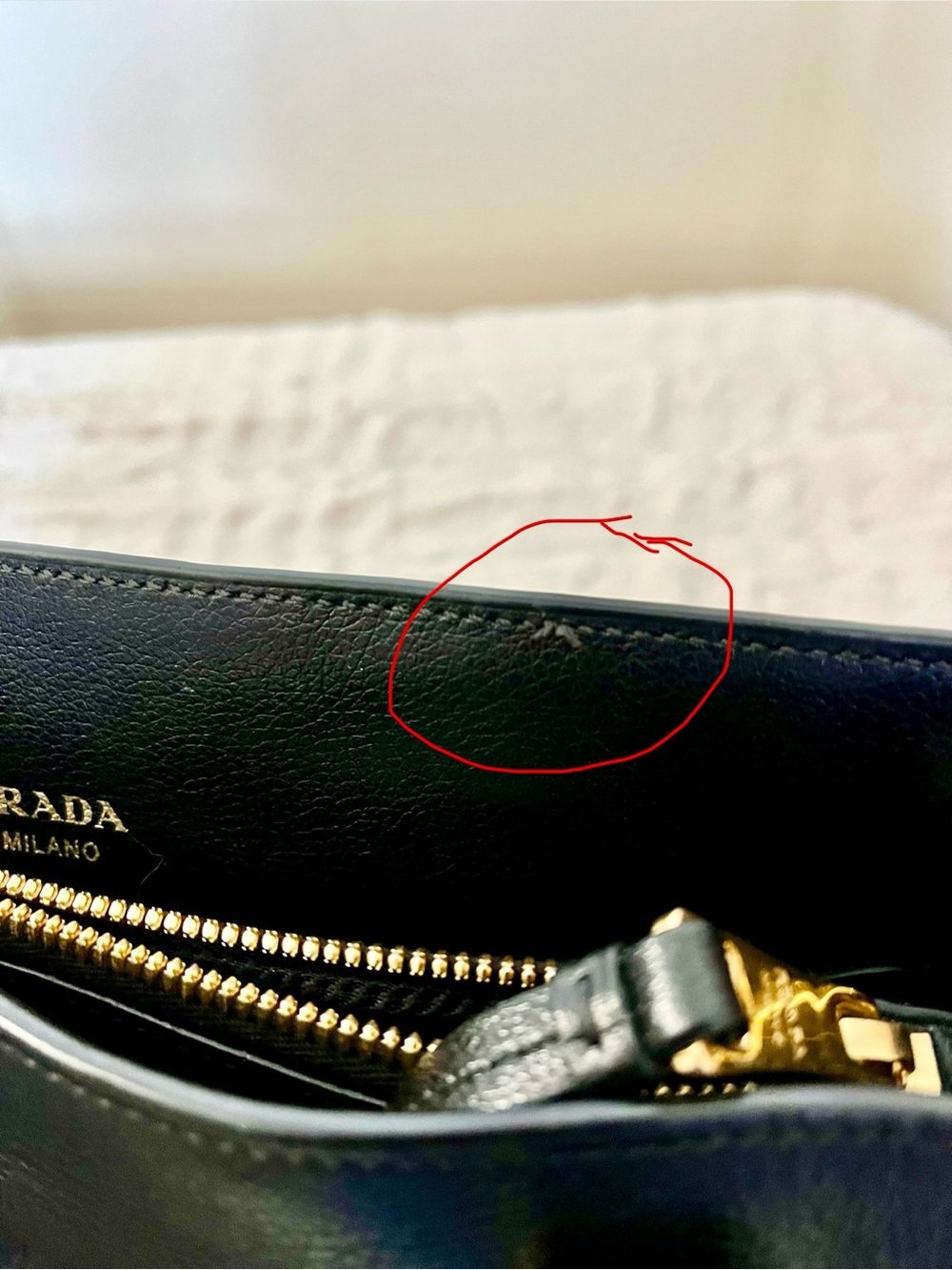 Prada Black Leather Glacé Calfskin Embossed Leather Logo Tote (Authentic) - Picture 11 of 15